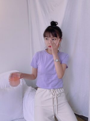 Rose Lilac Short Sleeve Short T-Shirt (3)