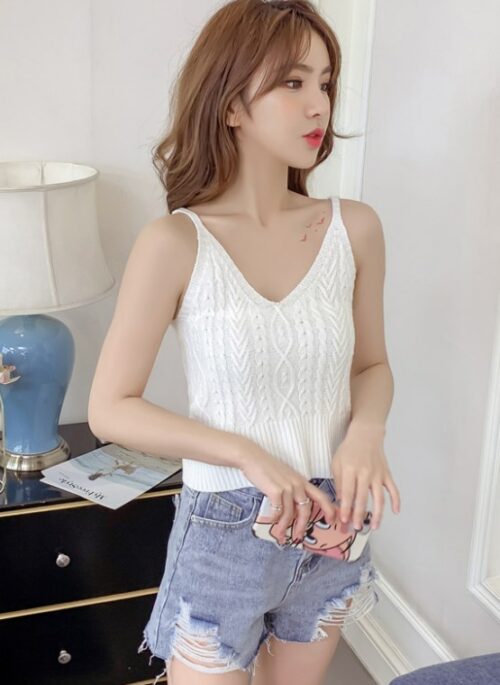 White Twisted Sling V-Neck Cami Top | Soyeon – (G)I-DLE