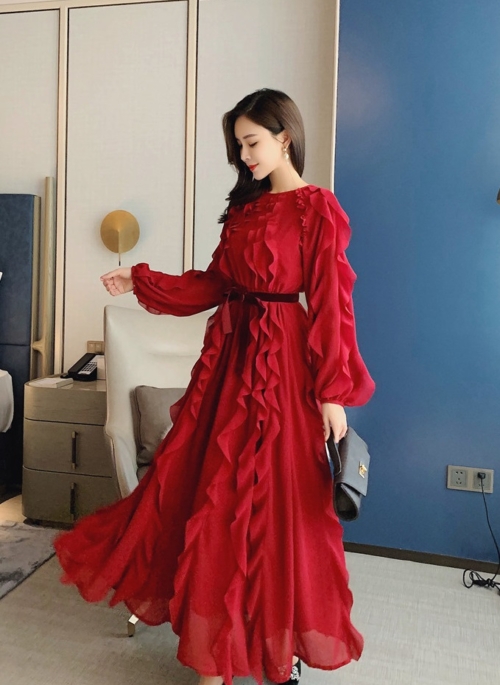 Wine Red Chiffon Dress | IU – Hotel Del Luna
