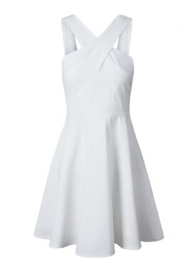 White Crossed Neck Dress | IU
