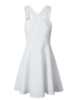IU White Crossed Neck Dress
