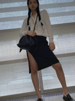 Black High Slit Striped Skirt | Jennie – BlackPink