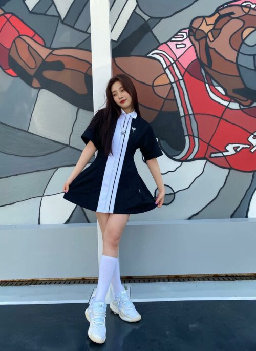 Black And White Tennis Shirt Dress | Joy - Red Velvet