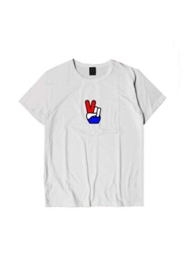 White Peace Sign Printed T-Shirt | LeeKnow – Stray Kids