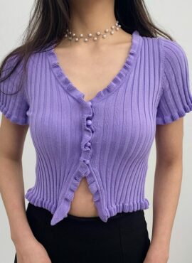 Lilac Lace Knit Top | Lia - ITZY