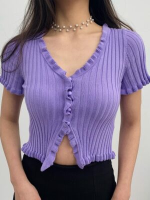 Lia – ITZY Purple Lace Knit Cardigan (17)