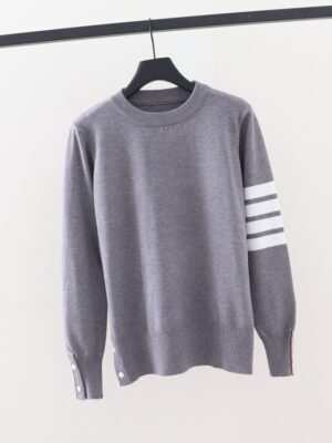 Jin – BTS Grey Sweater With Stripe Detail (6)