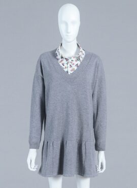 Grey Knitted Long Sleeve Dress | Lisa - BlackPink