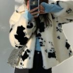 White Cow Print Fur Jacket | Jisoo -BlackPink