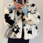 White Cow Print Fur Jacket | Jisoo -BlackPink
