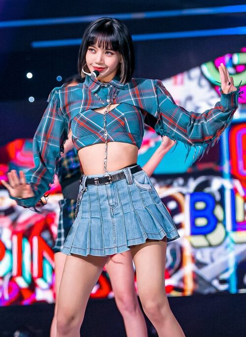 Blue Plaid Two-Piece Cropped Top | Lisa – BlackPink