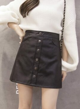 Black Leather Skirt  | Yeri - Red Velvet