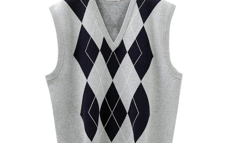 Grey Diamond Patterned Knit Vest | Nayeon -Twice
