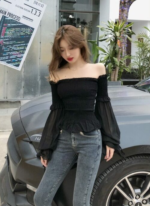 Black Off-Shoulder Top | Irene – Red Velvet