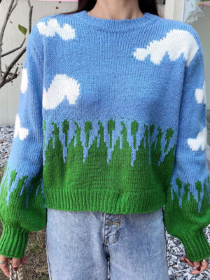 Jisoo Cute Cloud Knitted Sweater (5)