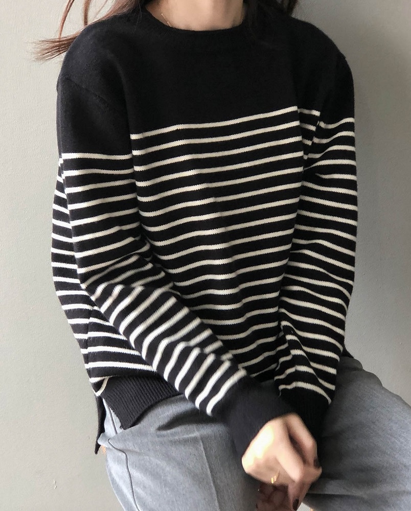 Black Stripe Patterned Sweater | Lee Su Ho - True Beauty | K-Fashion at ...