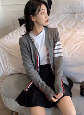 Grey Cardigan With Stripes | Lee Su Ho - True Beauty