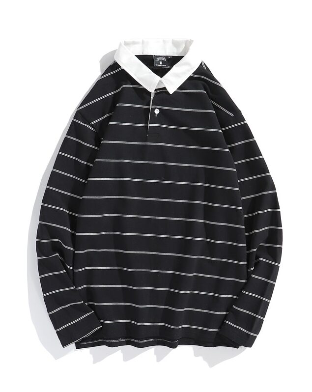 Black Classic Stripe Polo Shirt | LeeKnow - Stray Kids - Fashion