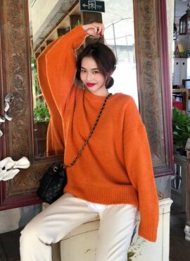Orange Knitted Sweater | Felix - Stray Kids