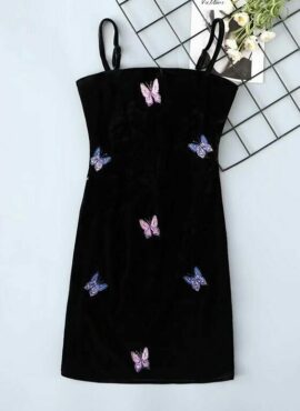 Black Velvet Butterfly Bodycon Dress | IU