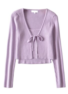 Lilac Cropped Top and Cardigan Set | Jennie - BlackPink
