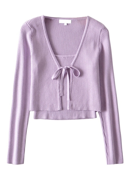 Lilac Cropped Top and Cardigan Set | Jennie – BlackPink