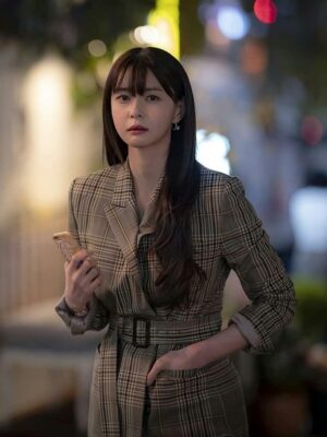 Plaid Patterned Suit Jacket With Belt | Oh Soo Ah – Itaewon Class