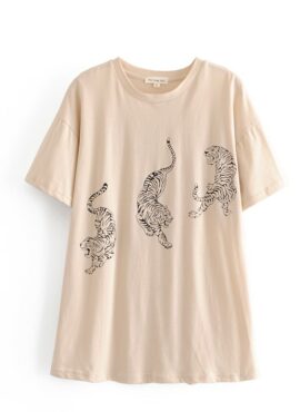 Beige Tiger Print T-shirt | Solar - Mamamoo