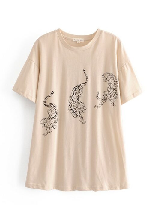 Beige Tiger Print T-shirt | Solar – Mamamoo
