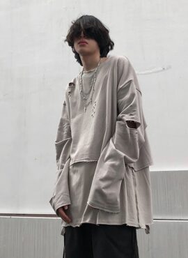 Grey Distressed Double Layered T-Shirt | Suga - BTS