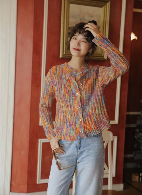 Orange Rainbow Knit Cardigan | Wheein – Mamamoo