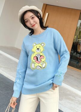 Blue Teddy Bear Knitted Sweater | Chanyeol - EXO