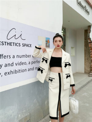 Dahyun – White Ribbon Tweed Midi Skirt (5)
