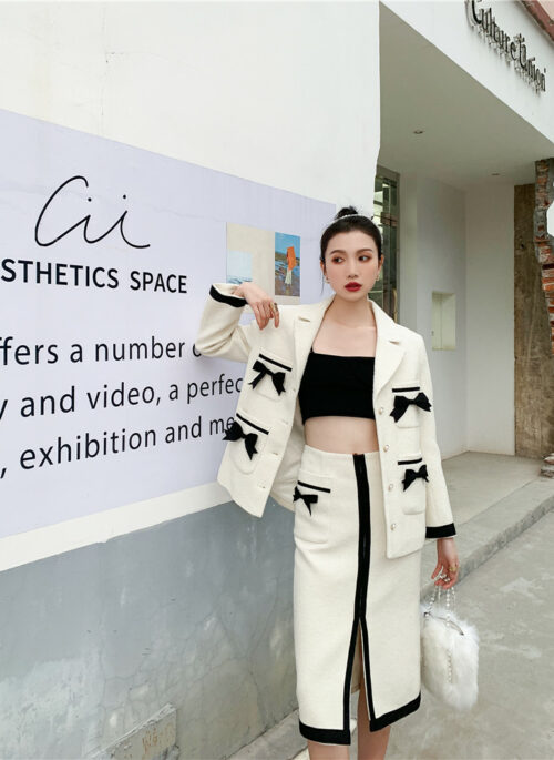 White Ribbon Tweed Midi Skirt | Dahyun – Twice