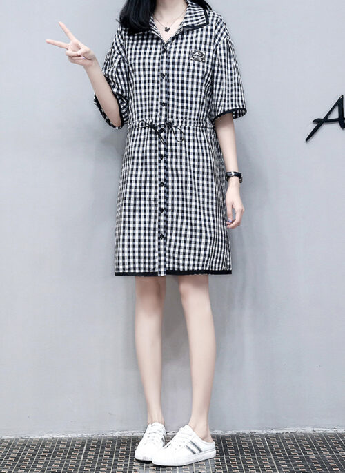 Black Checkered Collared Shirt Dress | Seulgi – Red Velvet