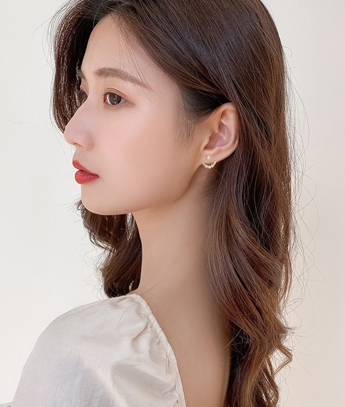 Gold Moon Shaped Crystal Earrings | Yoon SE RI - Crash Landing on You
