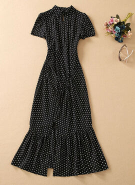 Black Polka Dot Midi Dress | Rose - BlackPink