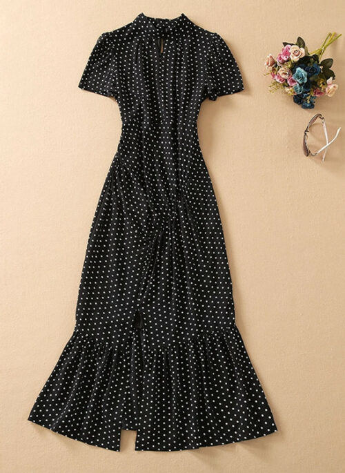 Black Polka Dot Midi Dress | Rose – BlackPink