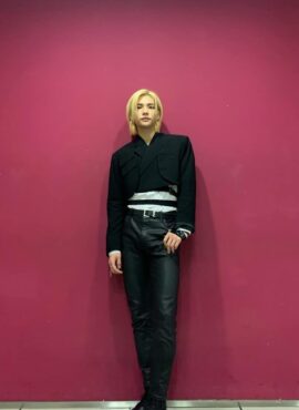 Black Tie Waist Cropped Suit Jacket | Hyunjin - Stray Kids