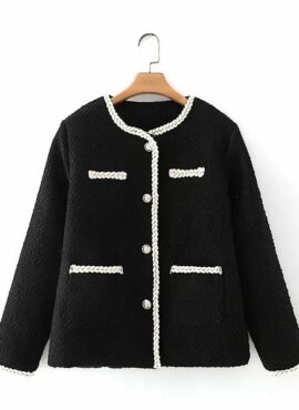 Black Tweed Jacket With Pockets | Yeri - Red Velvet