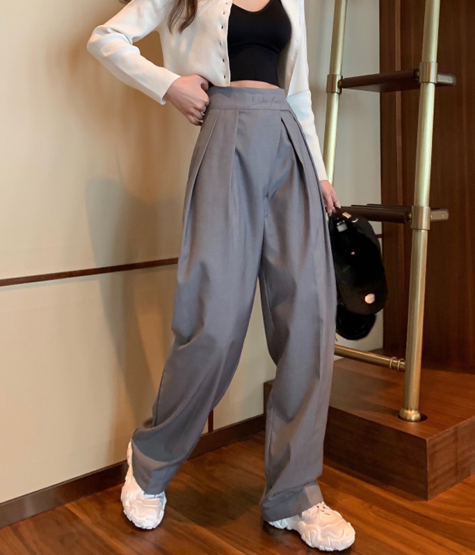 Grey Drape Mopping Pants | Yuna - ITZY | K-Fashion at Fashionchingu