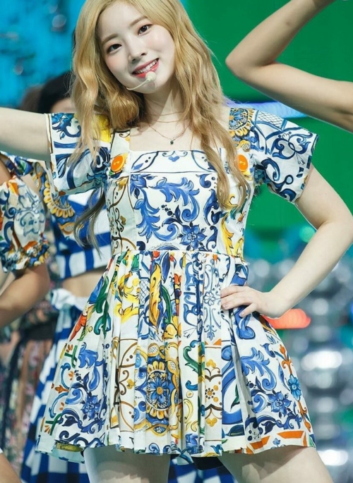 Blue Abstract Print Mini Dress | Dahyun – Twice