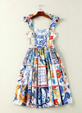 Blue Abstract Print Mini Dress | Dahyun - Twice