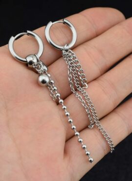 Silver Asymmetrical Chain Earrings | Jimin – BTS