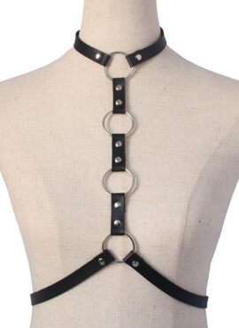Black Halter Style Harness With Rings | Momo - Twice