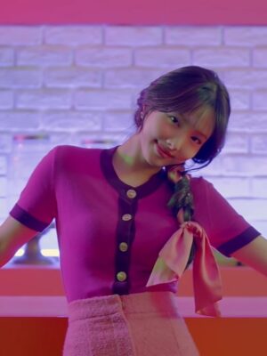 Pink Short Sleeve Knitted Top | Nayeon – Twice