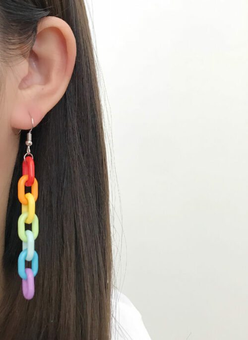 Multicolored Rainbow Chain Earrings | Giselle - Aespa