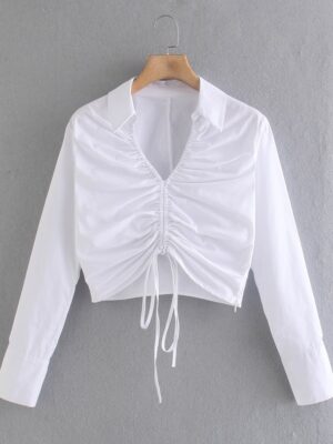 Rose – BlackPink White Drawstring Shirt (8)