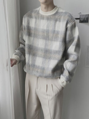 Grey Grid Sweater Yunho – Ateez 3