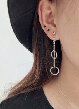 Silver Long Circle Earrings | Jin - BTS